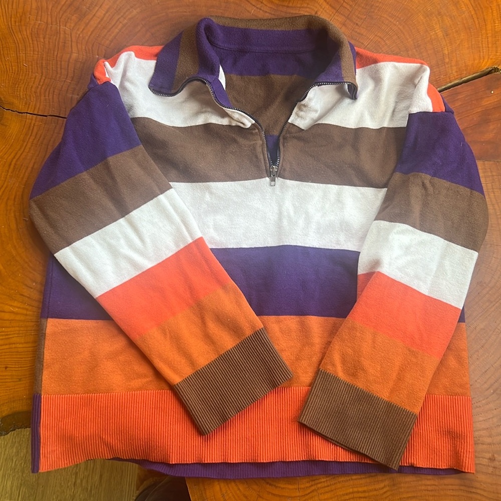 Women’s Multicolor Striped Medium Half Zip